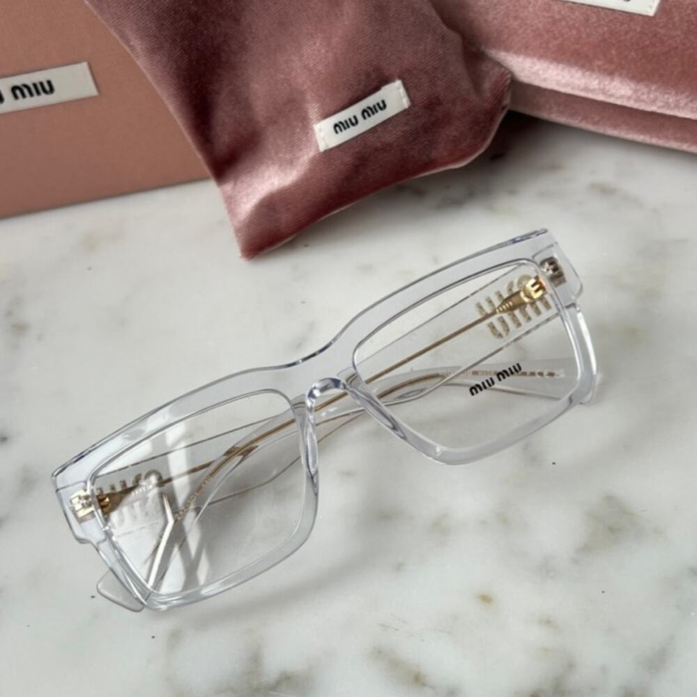 NEW Miu Miu MU02XV Clear Gold Eyeglasses Frames